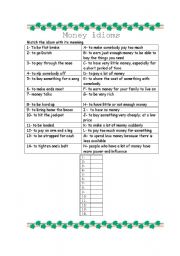 English Worksheet: Money Idioms Exercise