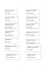 English Worksheet: Present Perfect For and Since conversation cards