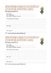 English Worksheet: Information on Buffalo Bill