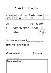 English Worksheet: A visit to the zoo 