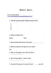 English Worksheet: Spanish Music Quiz