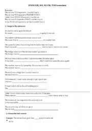 English Worksheet: sentence with enough, so, too 