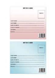 English worksheet: My ID card