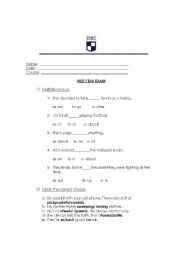English worksheet: mid year exam