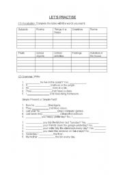 English Worksheet: VOCABULARY + GRAMMAR