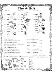 English Worksheet: THE ARTICLE