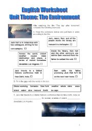 English Worksheet: Worsheet about the movie - the day after tomorrow