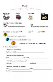 English Worksheet: Meals