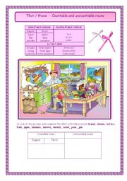 English Worksheet: That / those  -  Countable and uncountable nouns