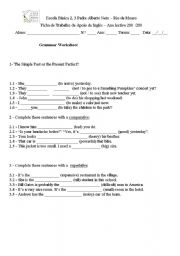 English Worksheet: Grammar Review  Simple Past - Comparative - Superlative 