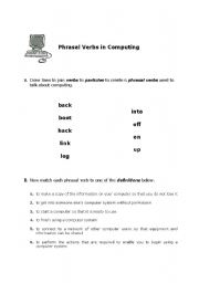 English Worksheet: Phrasal Verbs in Computing