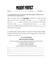 English worksheet: PRESENTE PERFECT TENSE