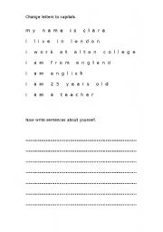 English Worksheet: Using Capitals for Personal Information