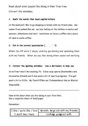 English Worksheet: Free Time Activities