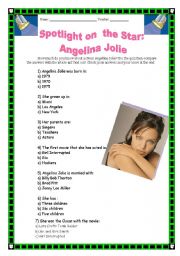 English Worksheet: Spotlight on the star: Angelina Jolie