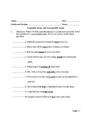 English Worksheet: Countable and Uncountable Nouns