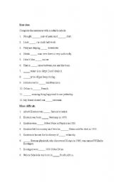 English worksheet: Articles: Exercises