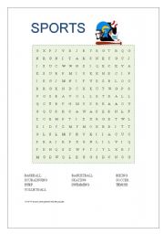 English worksheet: SPORTS - Word Search