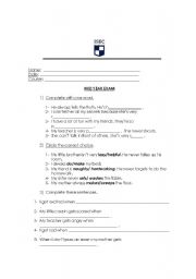 English worksheet: mid year exam