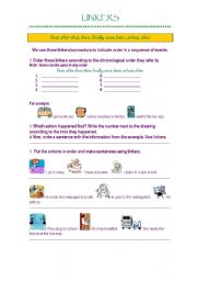 English Worksheet: Linkers (sequence of events)