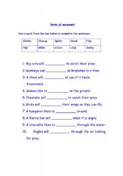 English worksheet: Animal Verbs