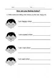 English Worksheet: How are you feeling today?