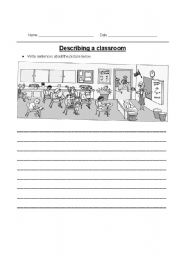 English Worksheet: Describing a Classroom