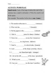 English Worksheet: word play