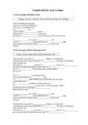 English worksheet: avrile lavigne_complicated