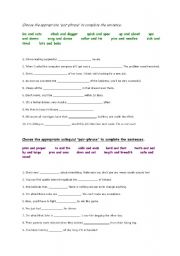 English worksheet: !! PAIR PHRASES !!  ins and outs,ups and downs, bits and bobs etc