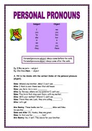 English Worksheet: Personal Pronouns