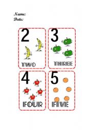 English worksheet: two three four and five