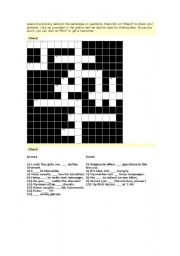 English worksheet: crossword