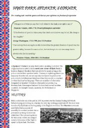 English Worksheet: Hyde Park Speakers Corner