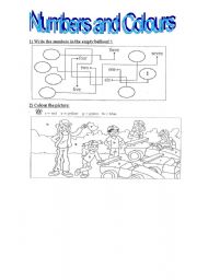 English Worksheet: Numbers and colours!!!