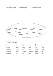 English worksheet: Count and Mass Nouns