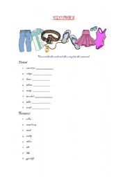 English worksheet: Clothes