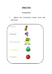 English worksheet: FRUITS