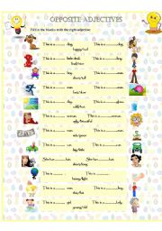 English Worksheet: OPPOSITE ADJECTIVES