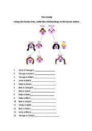 English Worksheet: A family tree, use of family vocabulary