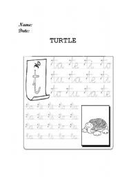 English worksheet: TURTLE PREWRITING