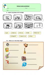 English Worksheet: School rooms worksheet