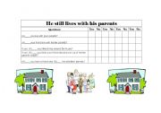 English Worksheet: He still lives his parents