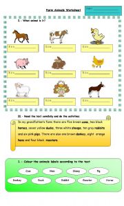English Worksheet: Farm animals worksheet