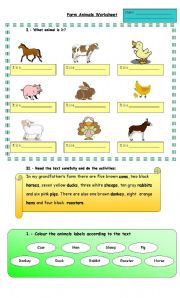 Farm animals worksheet