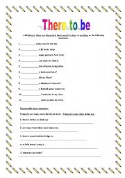 English Worksheet: There to be