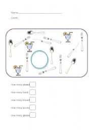 English Worksheet: Counting Cutlery