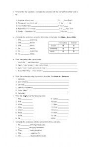 English Worksheet: Workshop