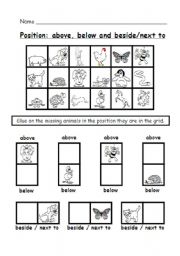 POSITION WORKSHEET 2 - CUTTING AND PASTING ACTIVITY (2 PAGES)