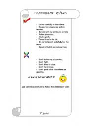 English Worksheet: classroom rules